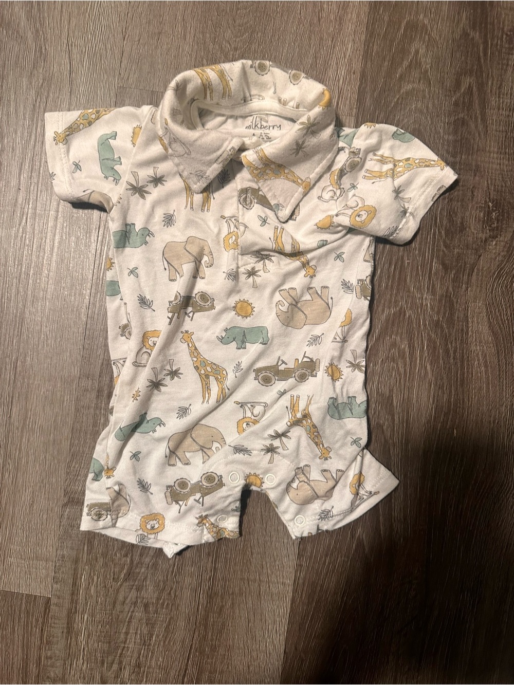 Milkberry White Safari-Print Baby One-Piece Bodysuit